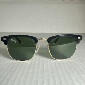 Ray-Ban Clubmaster Sunglasses Black Gold Vintage 21-145 w/ Prescription Lenses